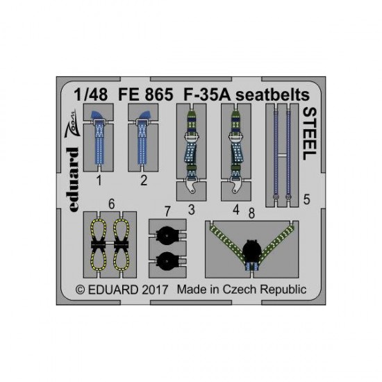 1/48 Lockheed Martin F-35A Lightning II Seatbelts Steel Detail Set for Meng (1pc)