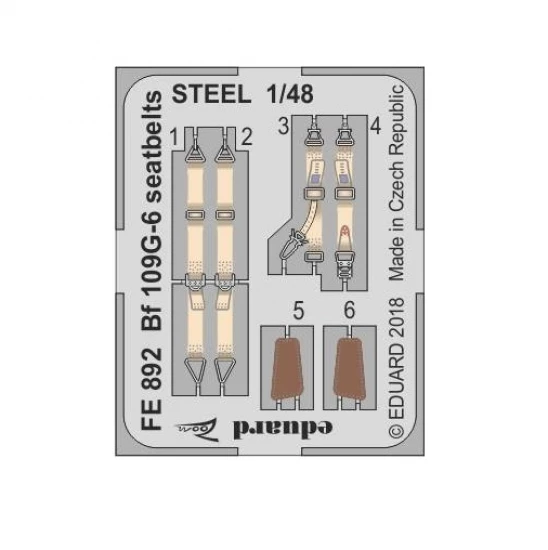 1/48 Bf 109G-6 Seatbelts STEEL Detail-up set for Tamiya kits
