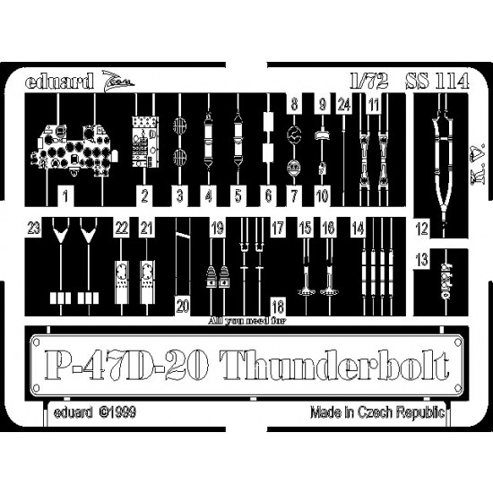 Photoetch for 1/72 P-47D-20 Thunderbolt for Academy kit