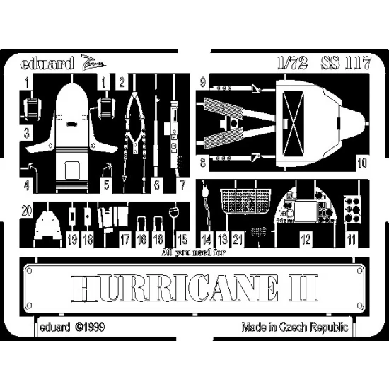 Photoetch for 1/72 Hurricane II for Revell kit