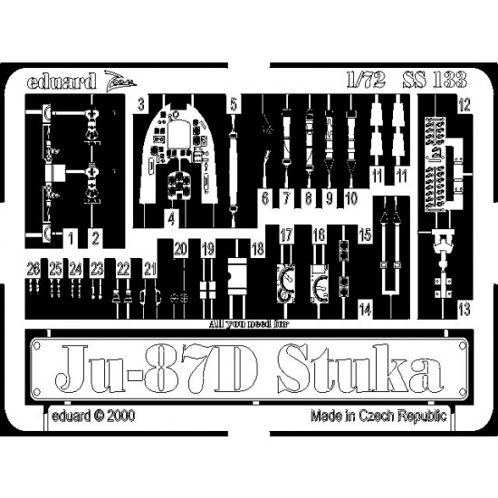 Photoetch for 1/72 Junkers Ju 87D Stuka for Italeri kit