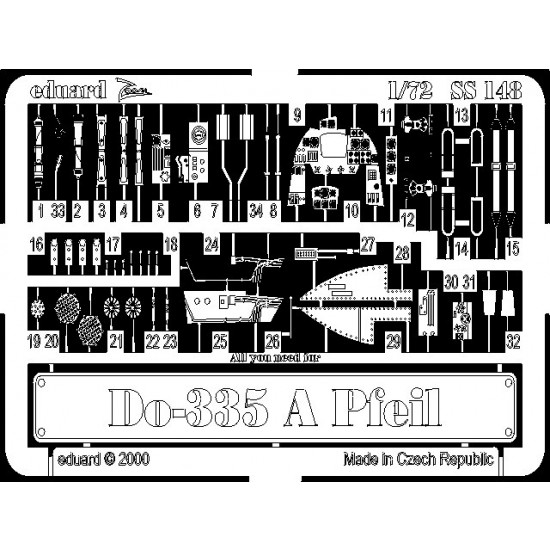 Photoetch for 1/72 Dornier Do 335A Pfeil for Dragon/Revell kit
