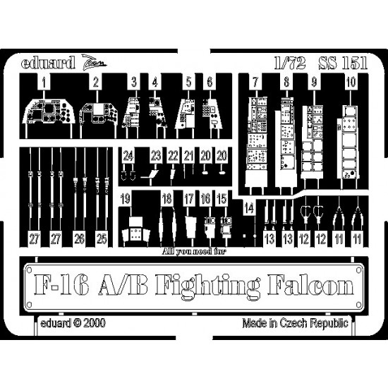 Photoetch for 1/72 Lockheed Martin F-16A/B for Italeri kit