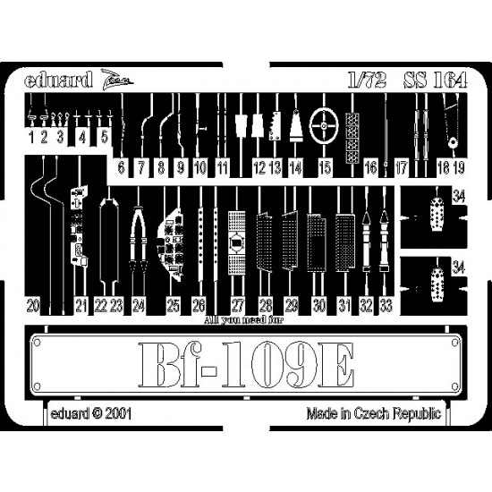 Photoetch for 1/72 Messerschmitt Bf 109E for Tamiya kit