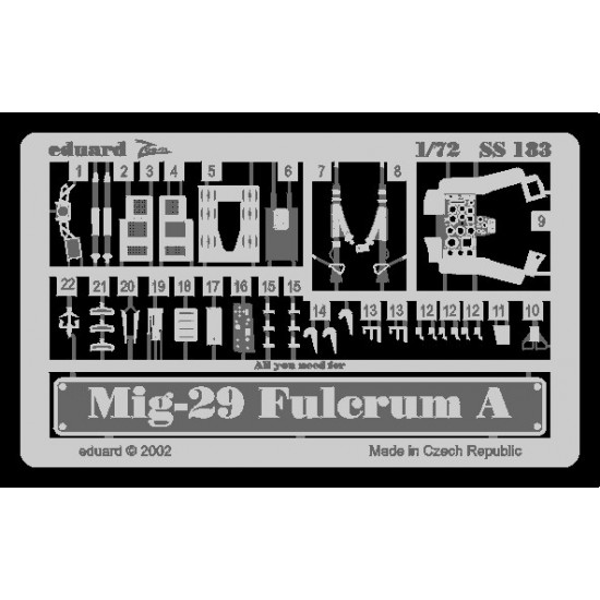 Photoetch for 1/72 Mikoyan-Gurevich MiG-29A Fulcrum for Italeri kit