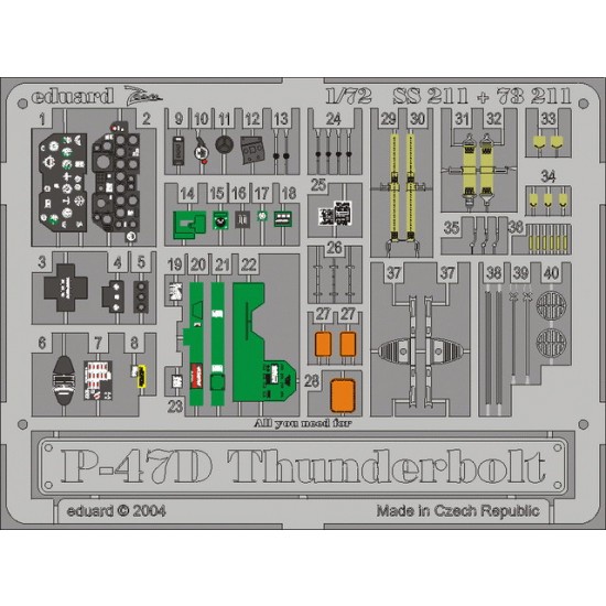 1/72 P-47D-30 Thunderbolt Colour Photoetch Set Vol.2 for Revell kit