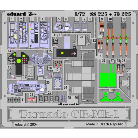 Colour Photoetch for 1/72 Tornado Gr.Mk.1 for Hasegawa kit