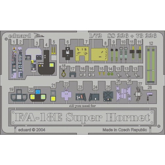 1/72 F-18E Hornet Colour Photoetch Set Vol.2 for Hasegawa kit