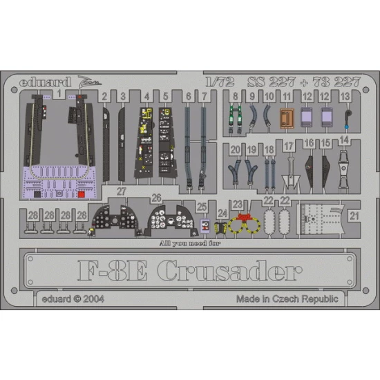 Colour Photoetch for 1/72 Vought F-8E Crusader for Academy kit