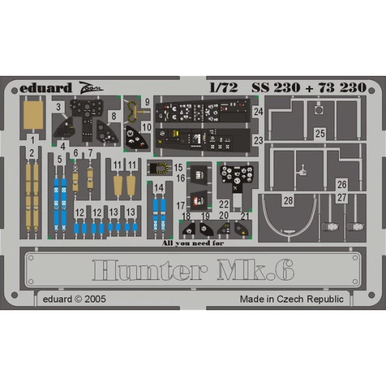 Colour Photoetch for 1/72 Hawker Hunter Mk.6 for Revell kit