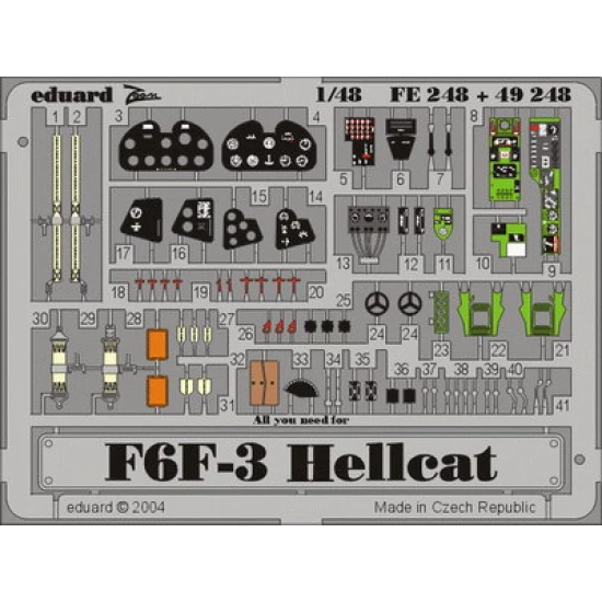 Colour Photoetch for 1/72 P-51D Mustang for Hasegawa kit