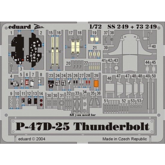 1/72 P-47D-25 Thunderbolt Colour Photoetch Set Vol.2 for Tamiya kit