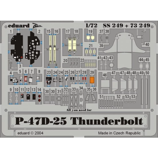 1/72 P-47D-25 Thunderbolt Colour Photoetch Set Vol.2 for Tamiya kit
