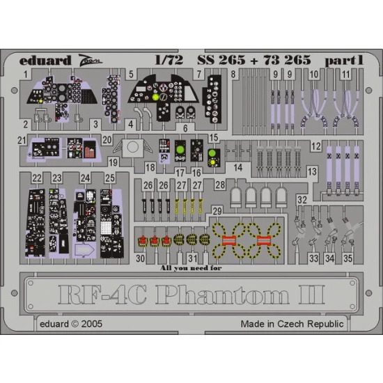Colour Photoetch for 1/72 McDonnell Douglas RF-4C Phantom II for Hasegawa kit