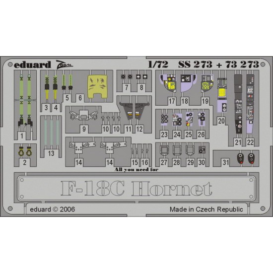 Colour Photoetch for 1/72 F-18C Hornet for Hasegawa kit