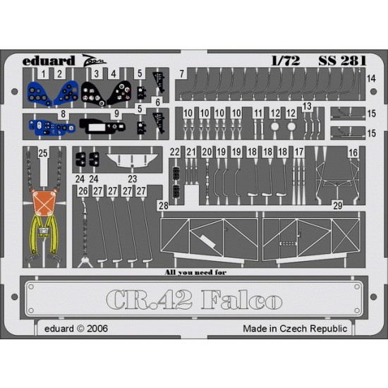 Colour Photoetch for 1/72 Fiat Cr 42 Falco for Italeri kit