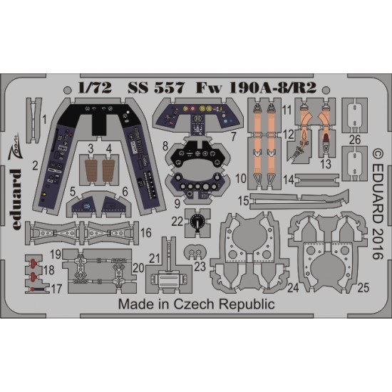 1/72 Focke-Wulf Fw 190A-8/R2 Weekend Interior Detail Set for Eduard kit (1PE)   