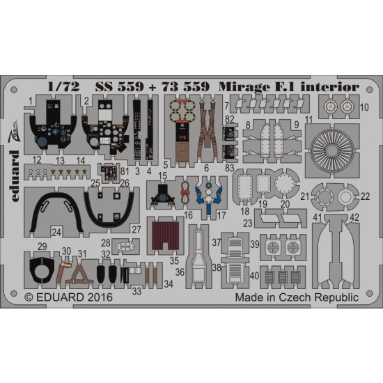 1/72 Dassault Mirage F.1 Interior Detail Set for Special Hobby (1 Photo-Etched Sheet)   