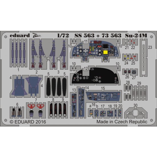1/72 Sukhoi Su-24M Interior Detail Set for Trumpeter kit (1 Photo-Etched Sheet)