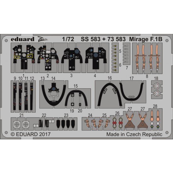 1/72 Dassault Mirage F.1B Interior Detail Set for Special Hobby (1 Photo-Etched Sheet)
