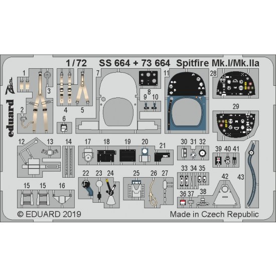 1/72 Supermarine Spitfire Mk.I/Mk.IIa Detail Set for Airfix kits