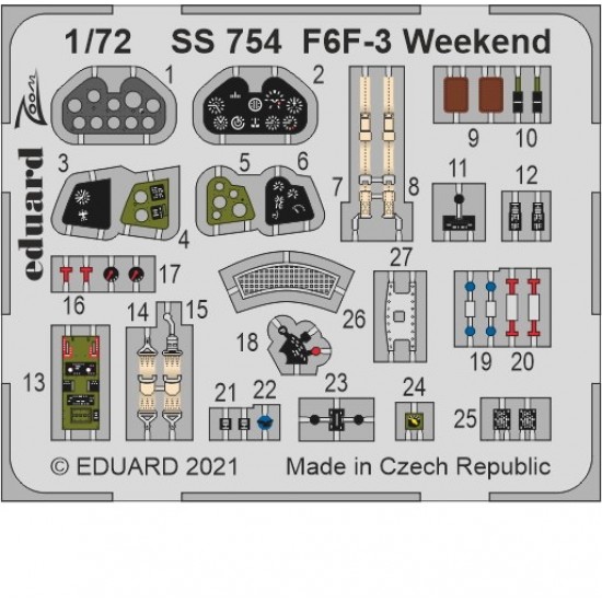 1/72 Grumman F6F-3 Hellcat Weekend Edition Detail Set for Eduard kits