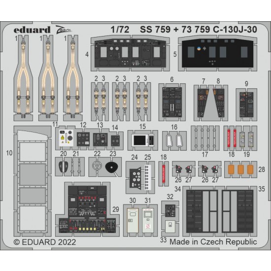 1/72 Lockheed Martin C-130J-30 Super Hercules Detail Set for Zvezda kits