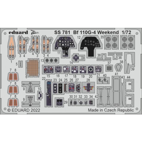 1/72 Messerschmitt Bf 110G-4 Weekend Detail set for Eduard kits