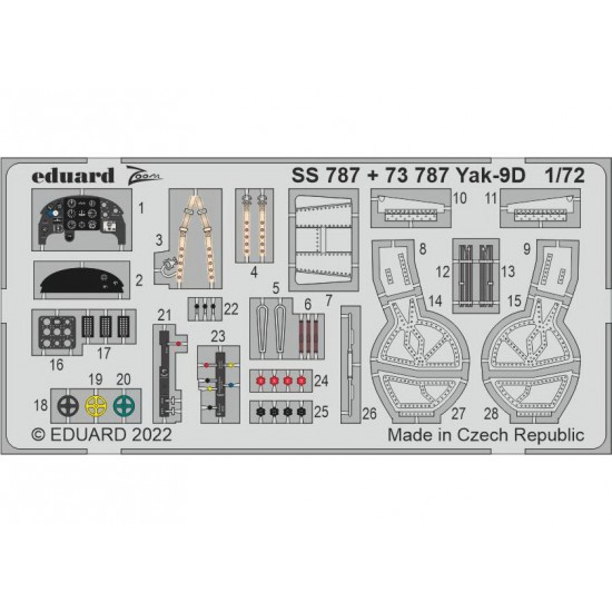 1/72 Yakovlev Yak-9D Detail set for Zvezda kits