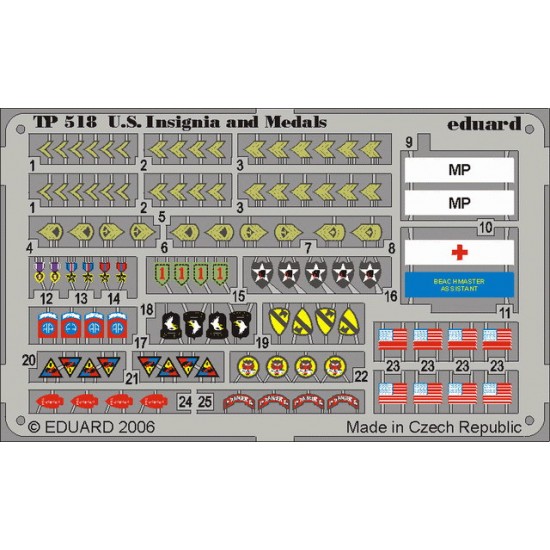 Colour Photoetch for 1/35 WWII US Insignia and Medals 