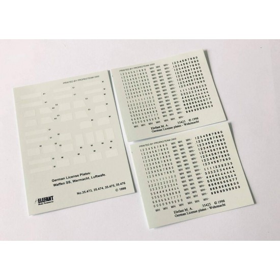 Decals for 1/35 German Wehrmacht License Plates without Frames