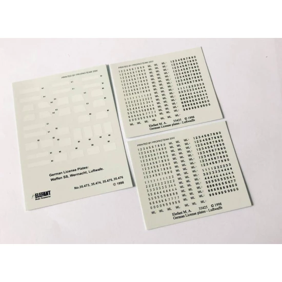 Decals for 1/35 German Luftwaffe License Plates without Frames