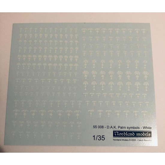 Decals for 1/35 DAK Palm Symbols - White (240 Palms in 24 Variants)