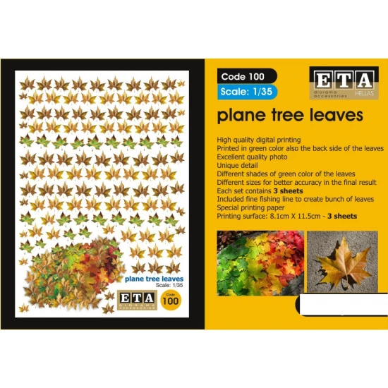 1/35, 1/32, 1/24 Plane Tree Leaves for All Season (3 sheets)
