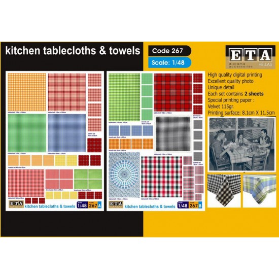 1/48 Kitchen Tablecloths & Towels (2 sheets)