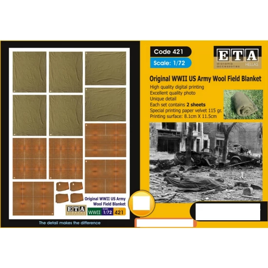 1/72 WWII Original US Army Wool Field Blanket (2 sheets)