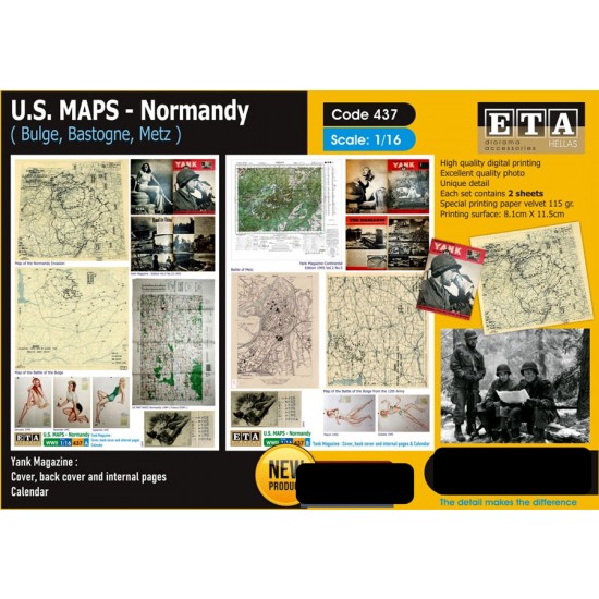 1/16 US MAPS - Normandy (Bulge, Bastogne, Metz)