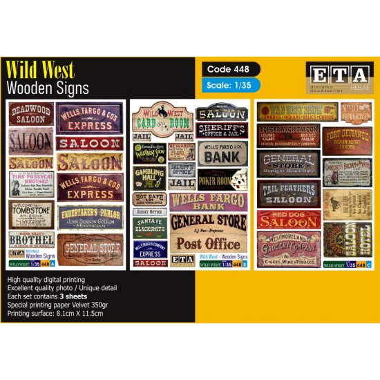 1/35 Wild West Wooden Signs (3 sheets)