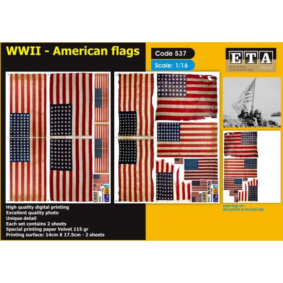 1/16 WWII WWII US Flags (2 sheets) ETA Diorama 537