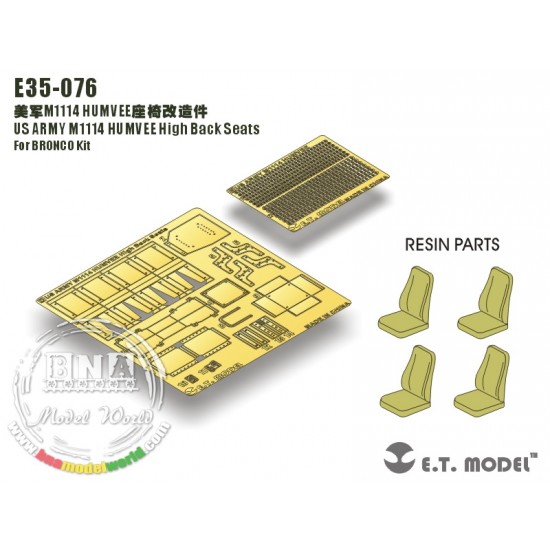 1/35 US Army M1114 Humvee High Back Seats for Bronco kit