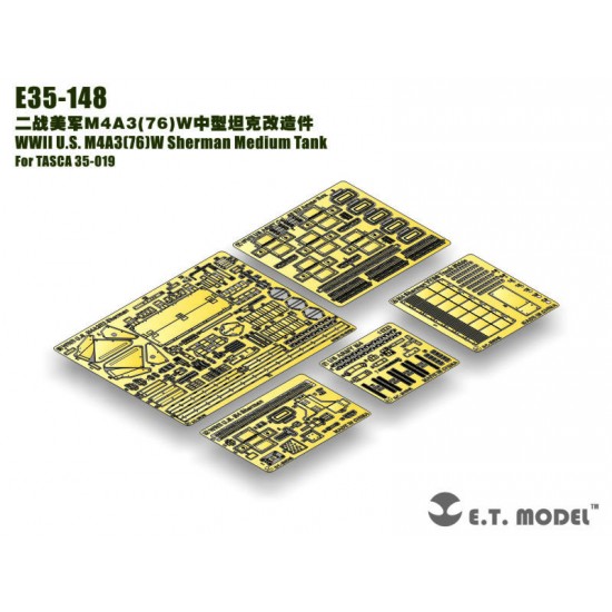 1/35 US M4A3(76)W Sherman Medium Tank Detail Set for Tasca kit #35-019