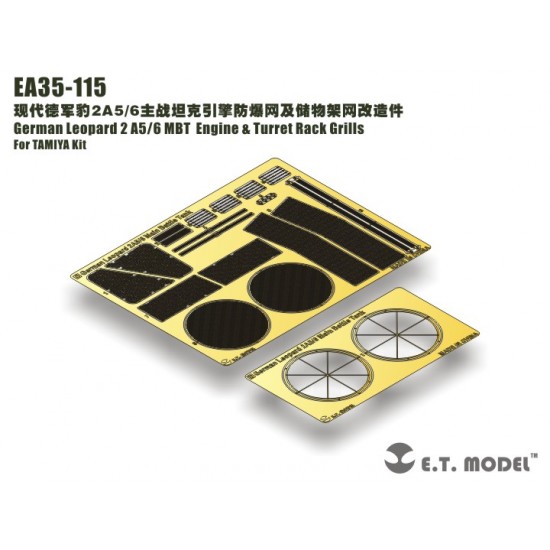 1/35 German Leopard 2 A5/6 MBT Engine & Turret Rack Grills for Tamiya kit