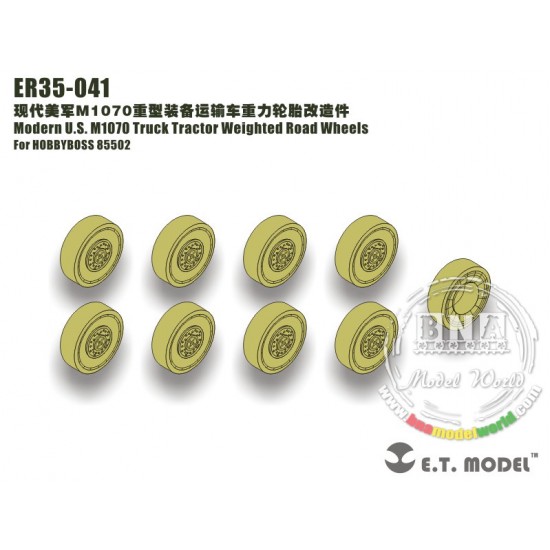 1/35 Modern US M1070 Truck Tractor Weighted Road Wheels for HobbyBoss 85502