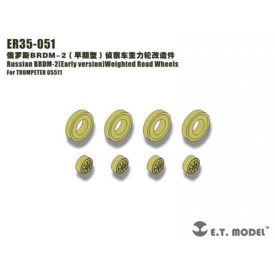 1/35 Russian BRDM-2 (Early Version)Weighted Road Wheels (x4) for Trumpeter 05511 kit