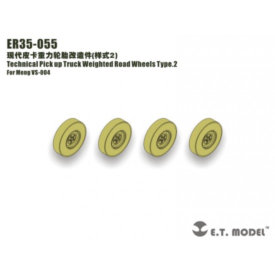 1/35 Technical Pick-up Truck Weighted Road Wheels Type 2 for Meng Model VS-004