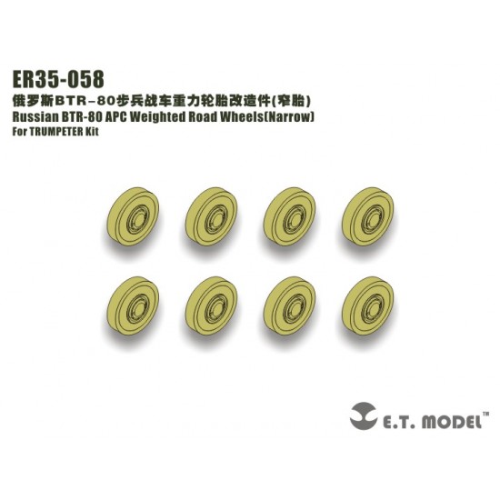 1/35 Russian BTR-80 APC Weighted Road Wheels (Narrow, 8pcs)