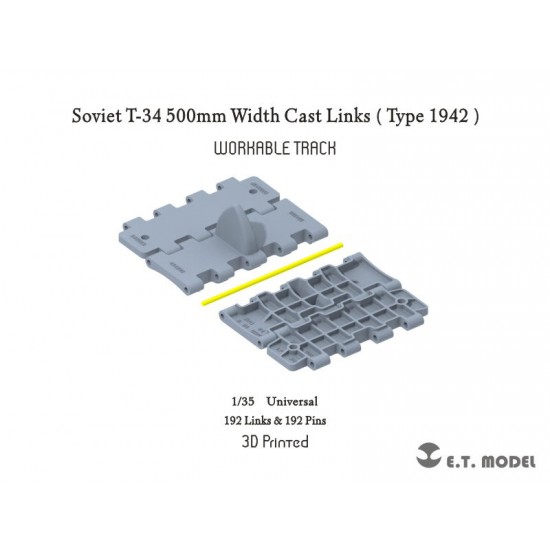 1/35 Soviet T-34 500mm Width Cast Links (Type 1942) Workable Track (3D Printed)