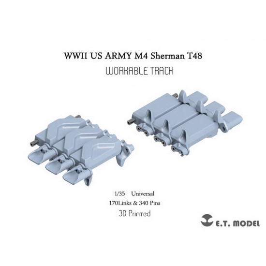 1/35 WWII US Army M4 Sherman T48 w/duck bill (Type 2) Workable Track (3D Printed)