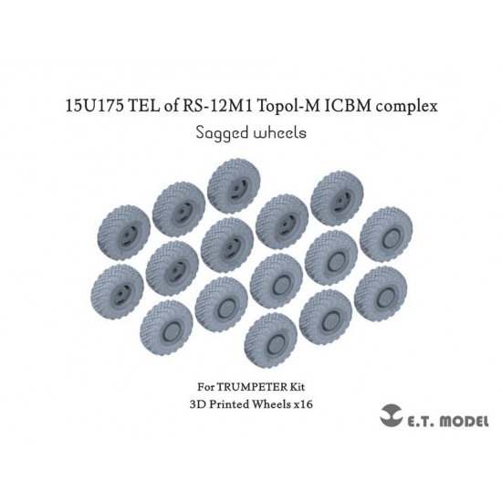 1/35 15U175 TEL of RS-12M1 Topol-M ICBM Complex Sagged Wheels for Trumpeter Kit