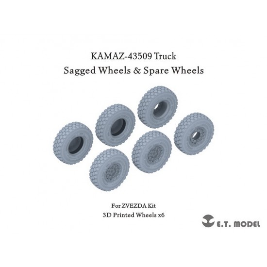 1/35 KAMAZ-43509 Truck Sagged wheels & Spare Wheels for Zvezda Kit